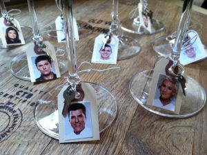 diy wine charms with photos of the different chefs