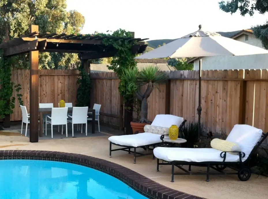 Backyard pergola and pool