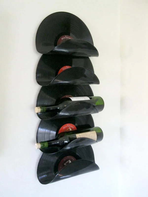 Wine Rack from upcycled vinyl records 