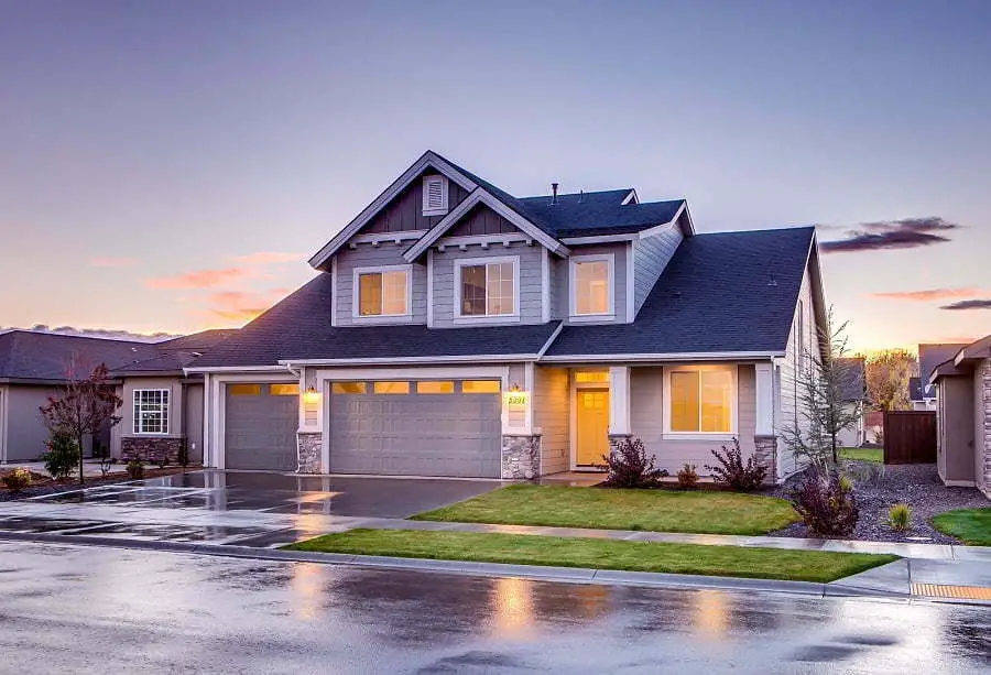 rainy house exterior