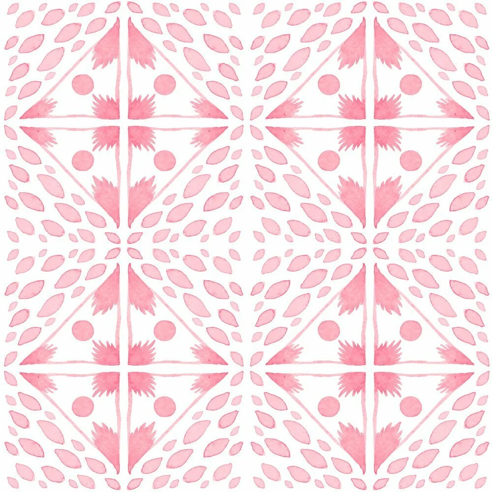 Pink and White Patterned Floor Tiles