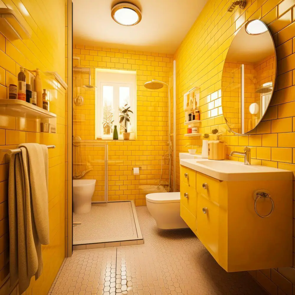 Yellow and White Subway Tile