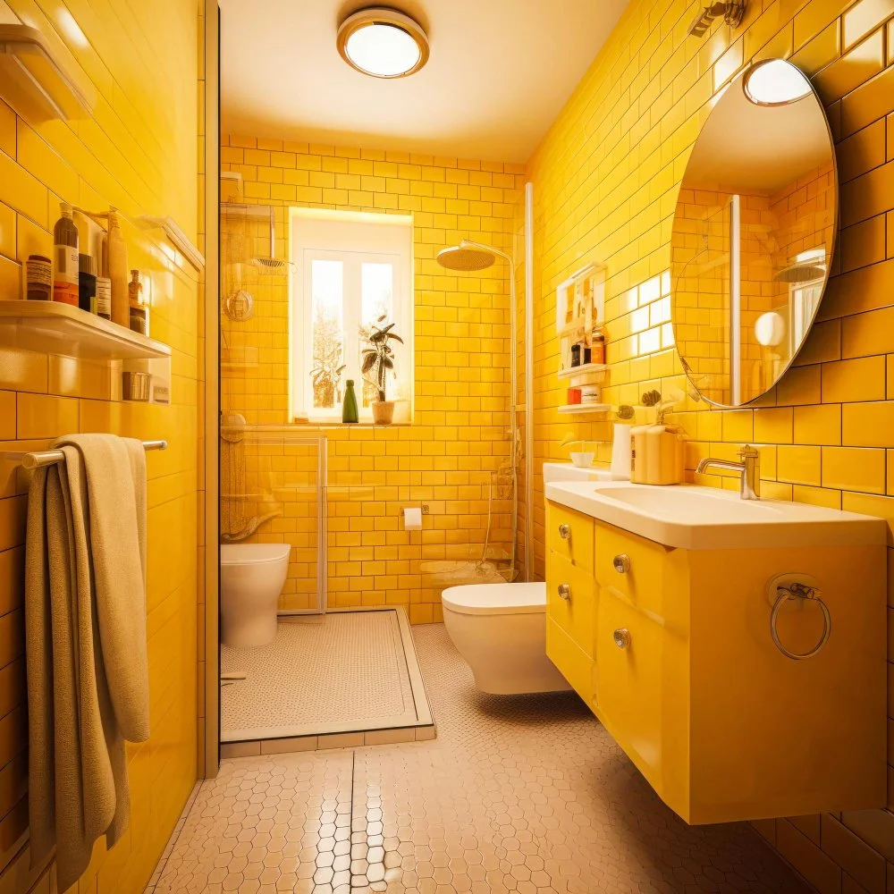 Yellow and White Subway Tile