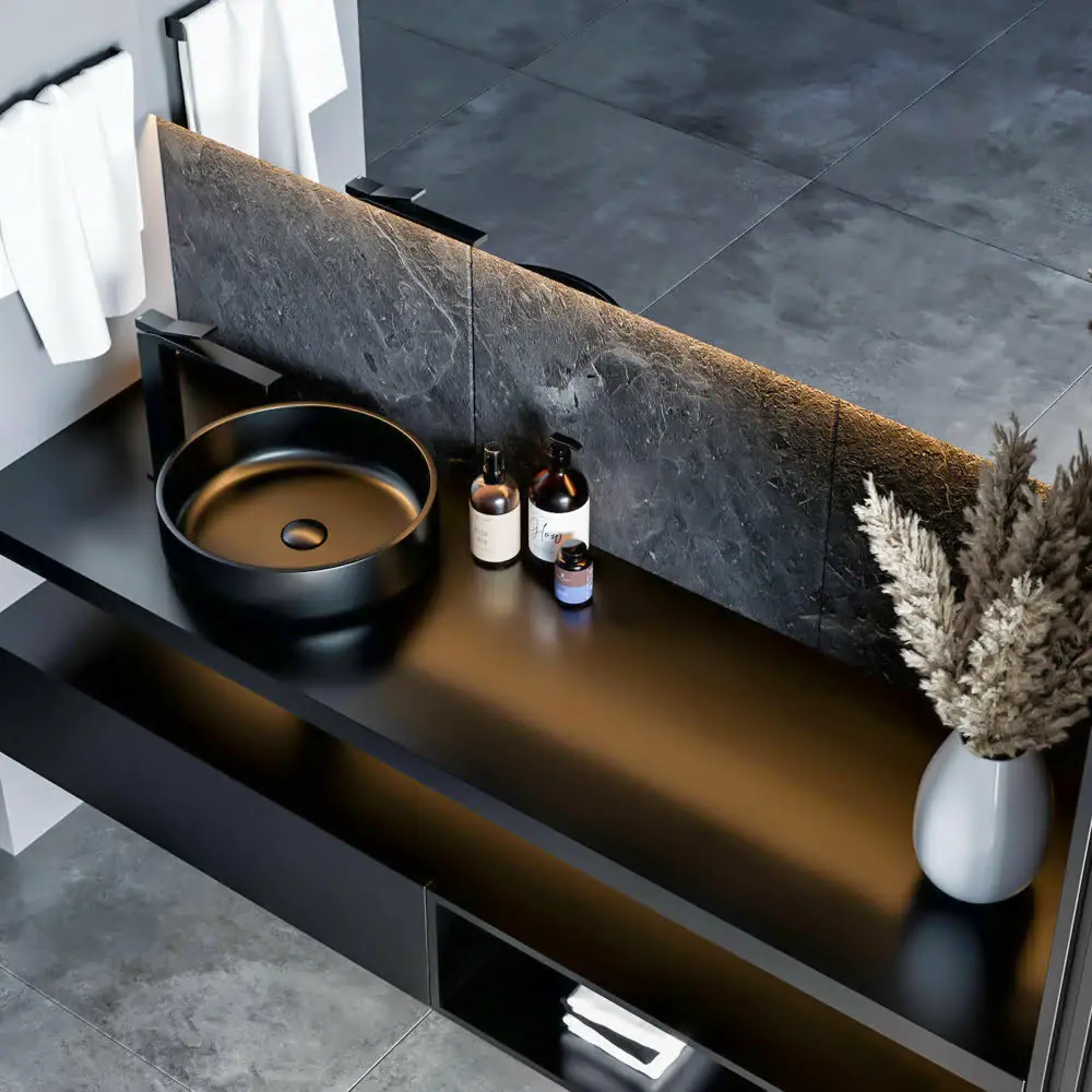 Backlit Black Mirrored Vanity