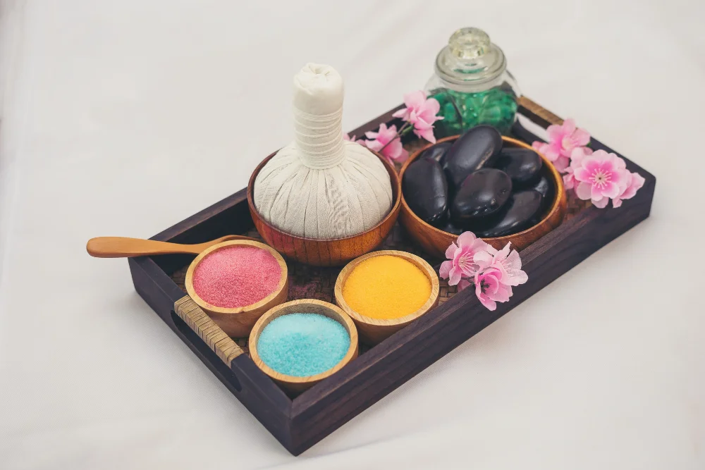 Bathroom Tray with Spa Stones