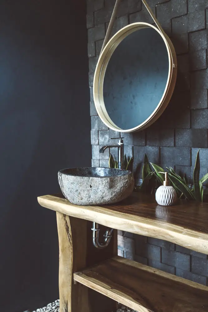 Black Vanity With Nature-inspired Décor