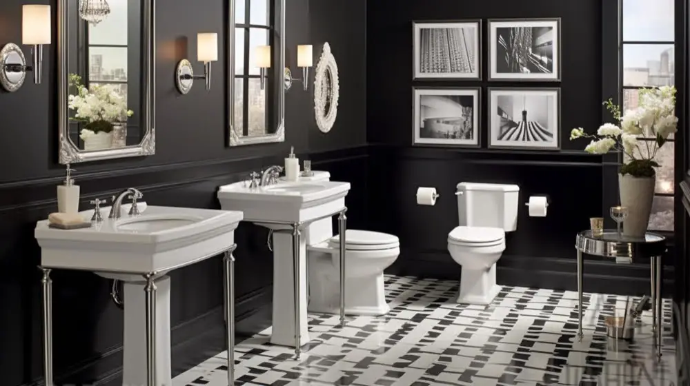 Black and White Pedestal Sink