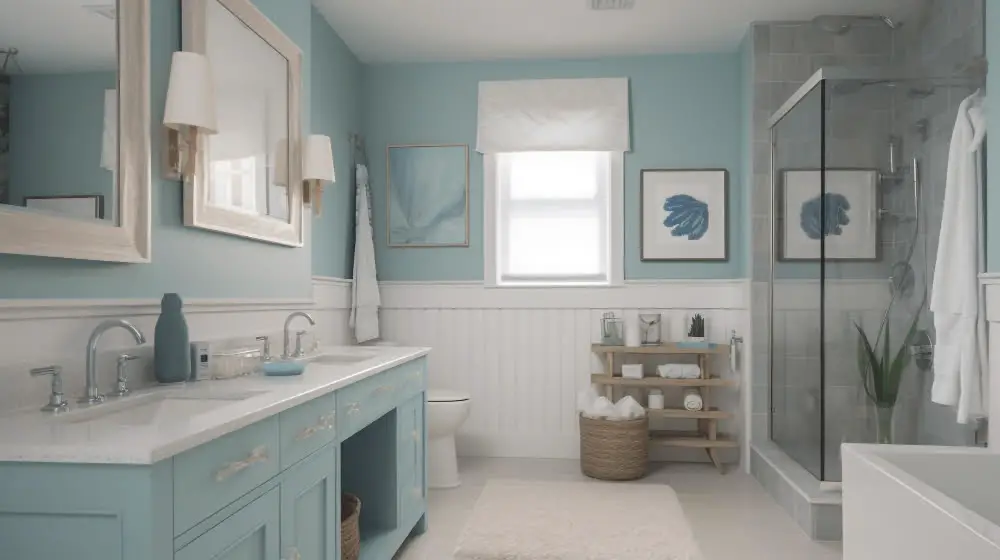 Blue and White Color bathroom