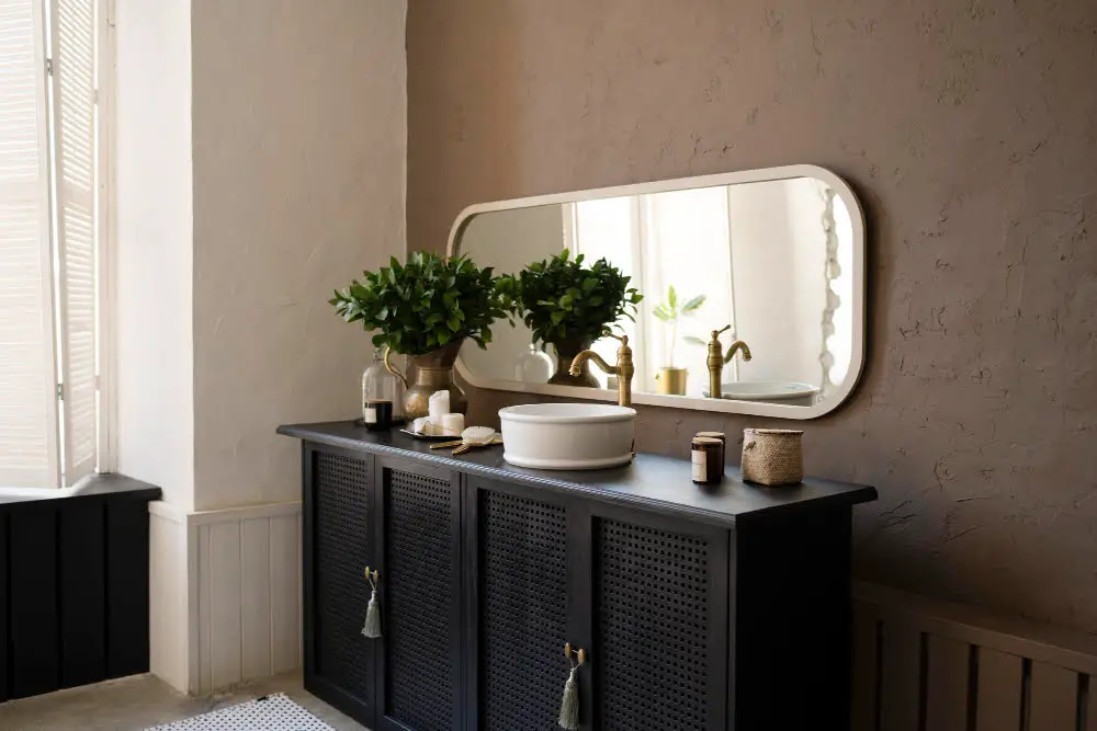 Farmhouse Black Vanity With Rustic Hardware