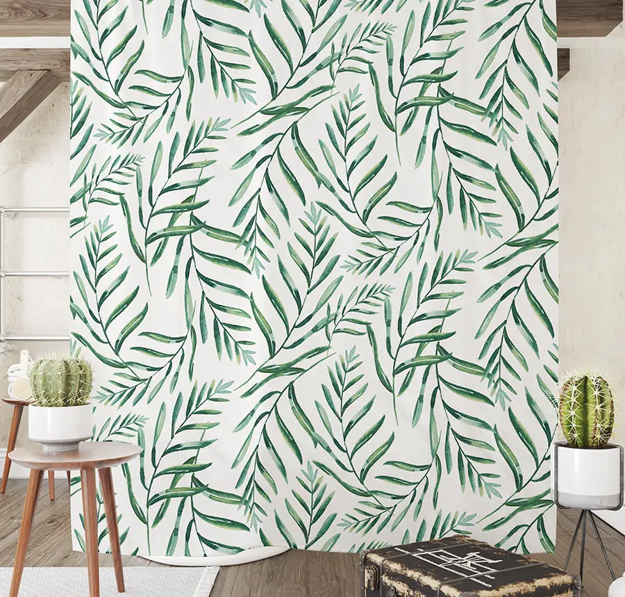 Leaf-patterned Shower Curtain