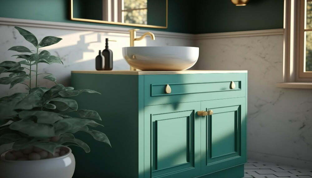 Sage Green and Brass Hardware