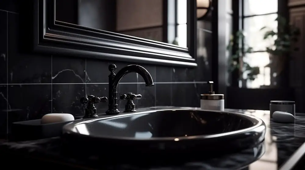 bathroom Matte Black Faucets black granite countertops