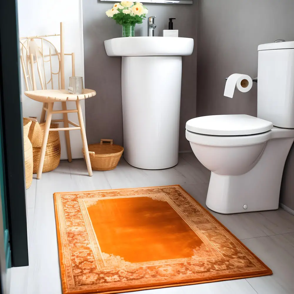 orange bath mat