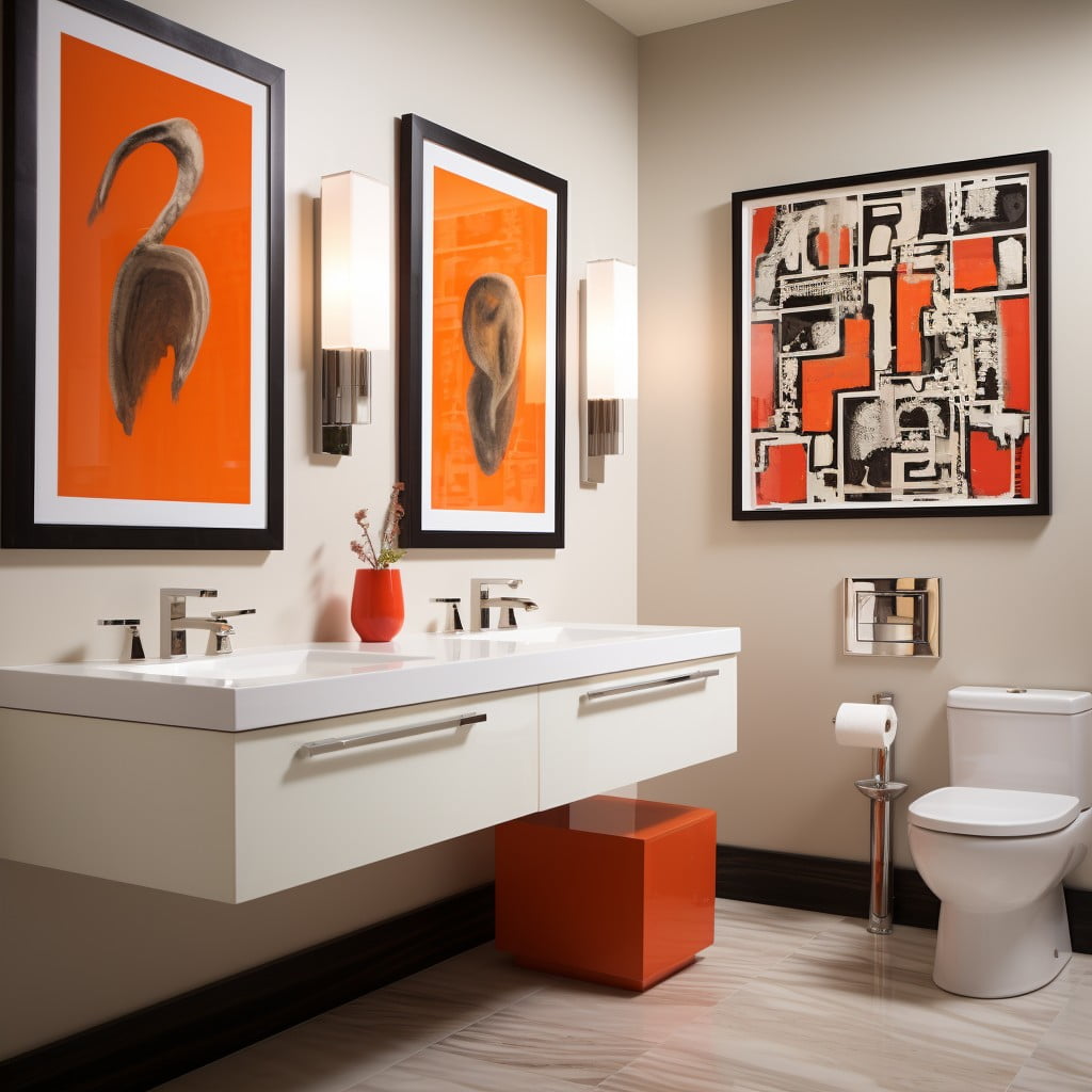 Artwork Display Modern Guest Bathroom