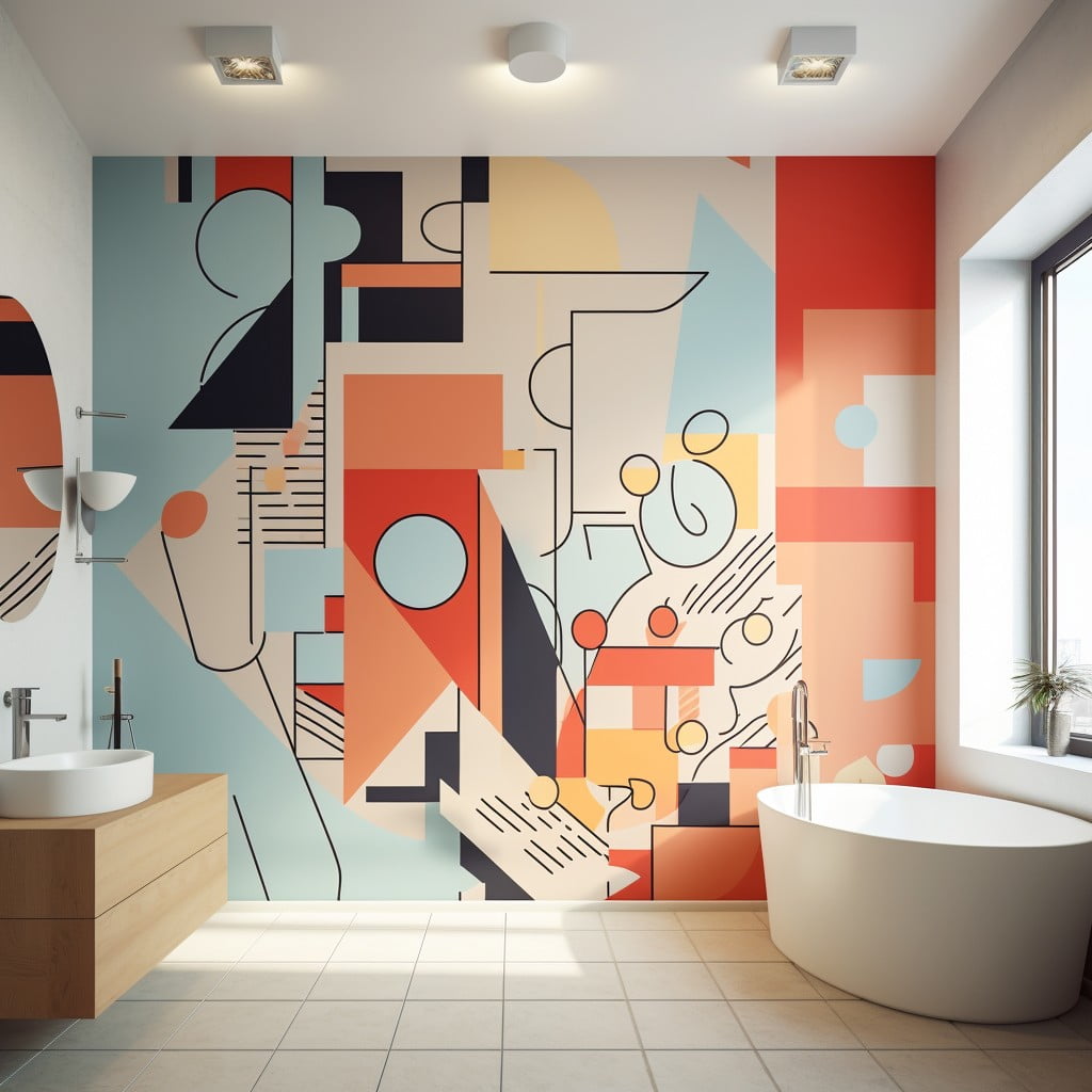 Bathroom Mural Abstract Geometric Shapes