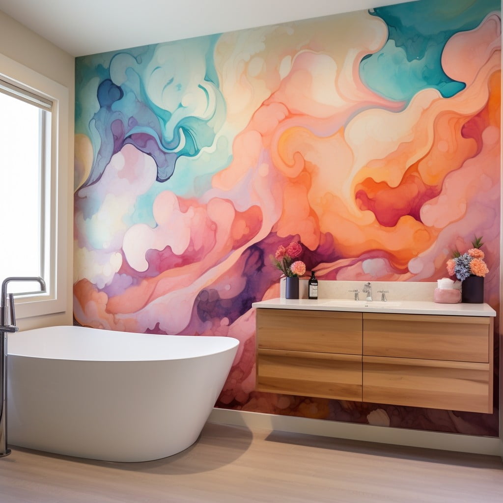 Bathroom Mural Abstract Watercolors