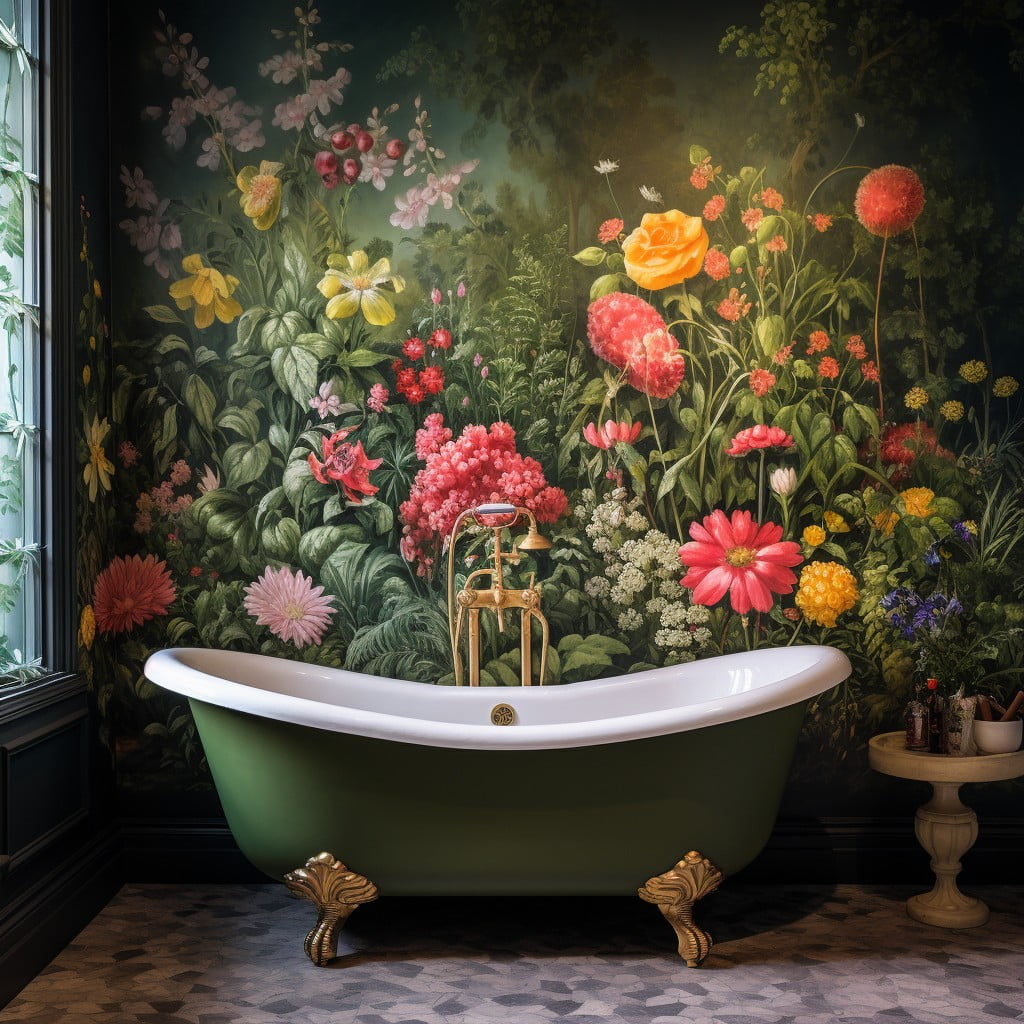 Bathroom Mural Floral Garden