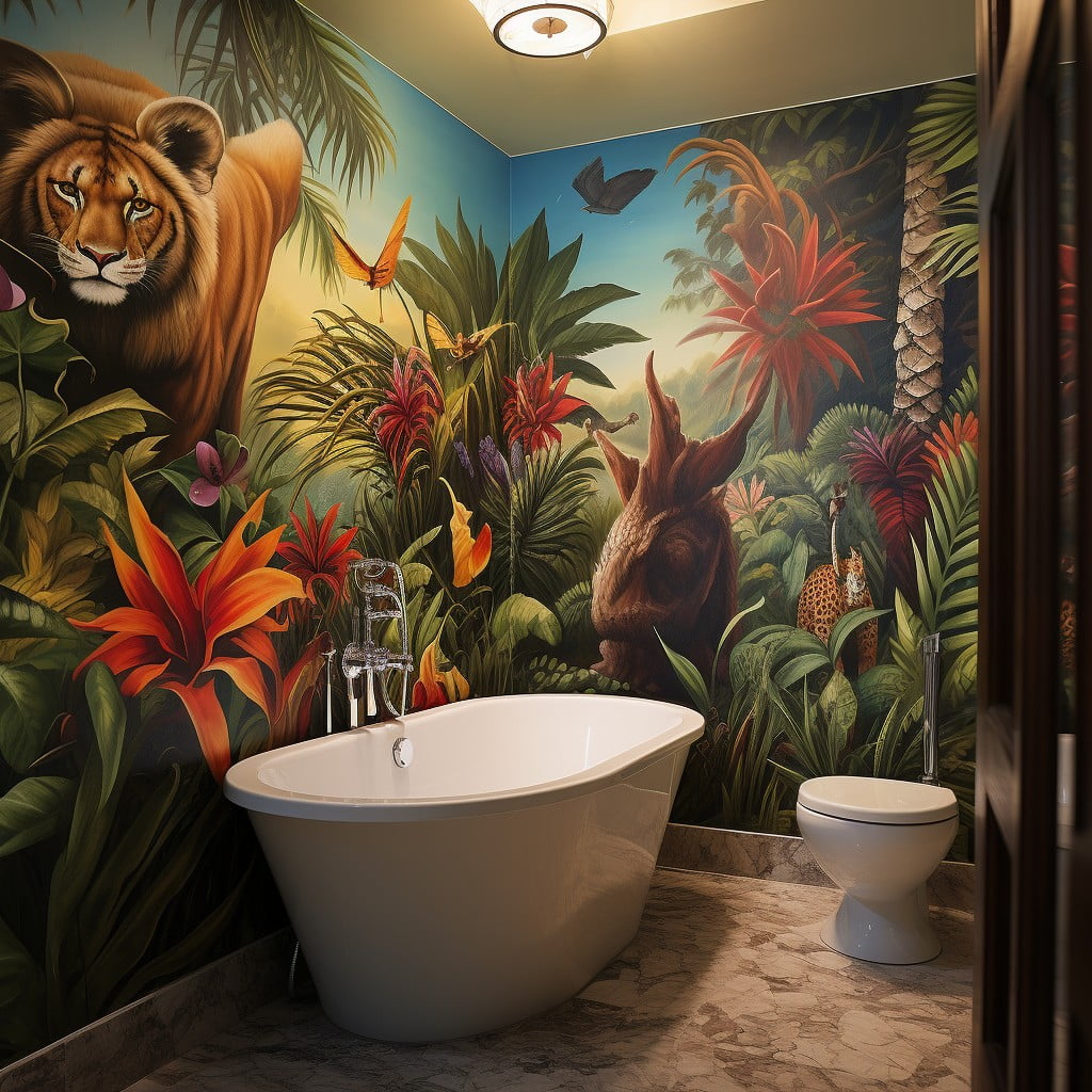 Bathroom Mural Jungle Animals