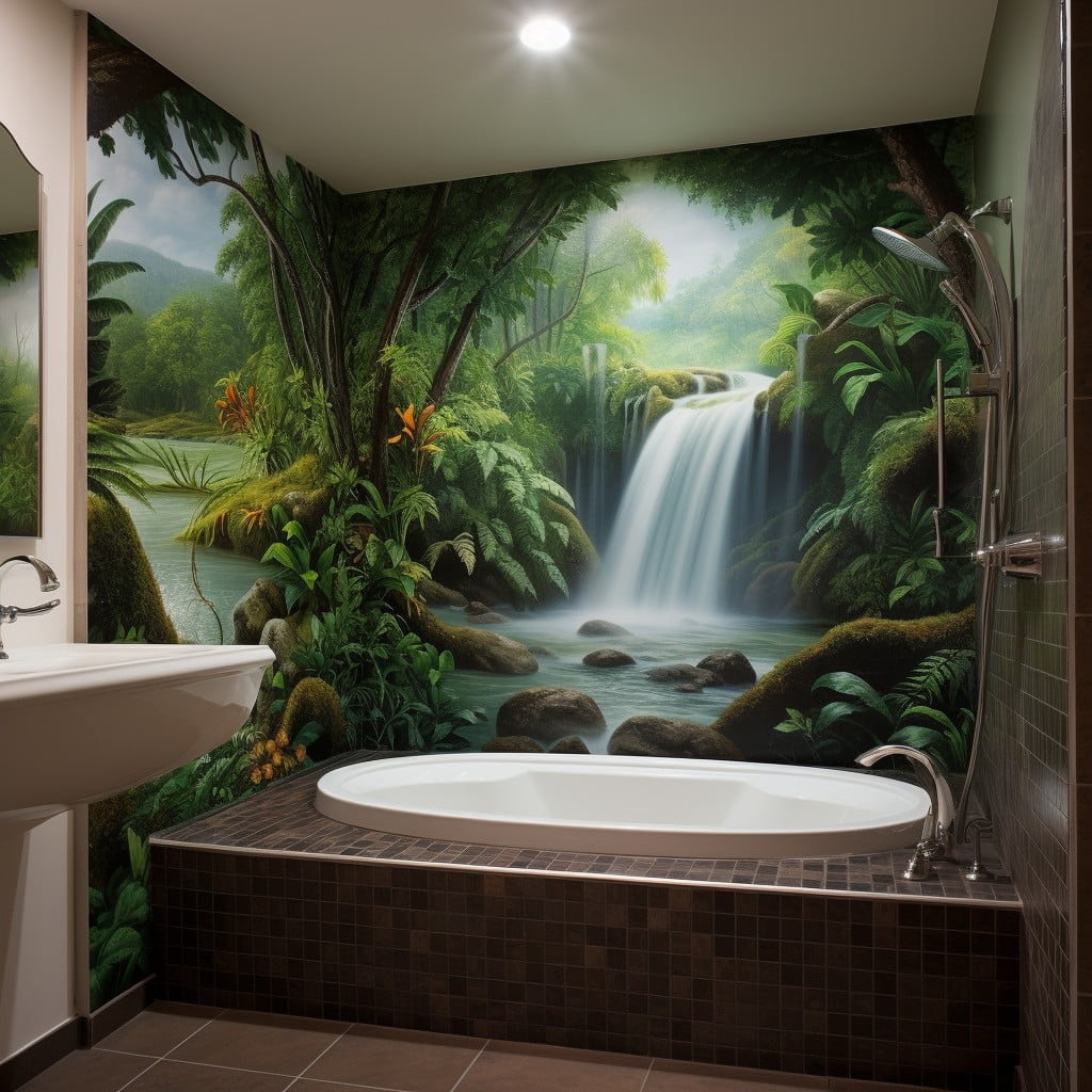 Bathroom Mural Rainforest Waterfall