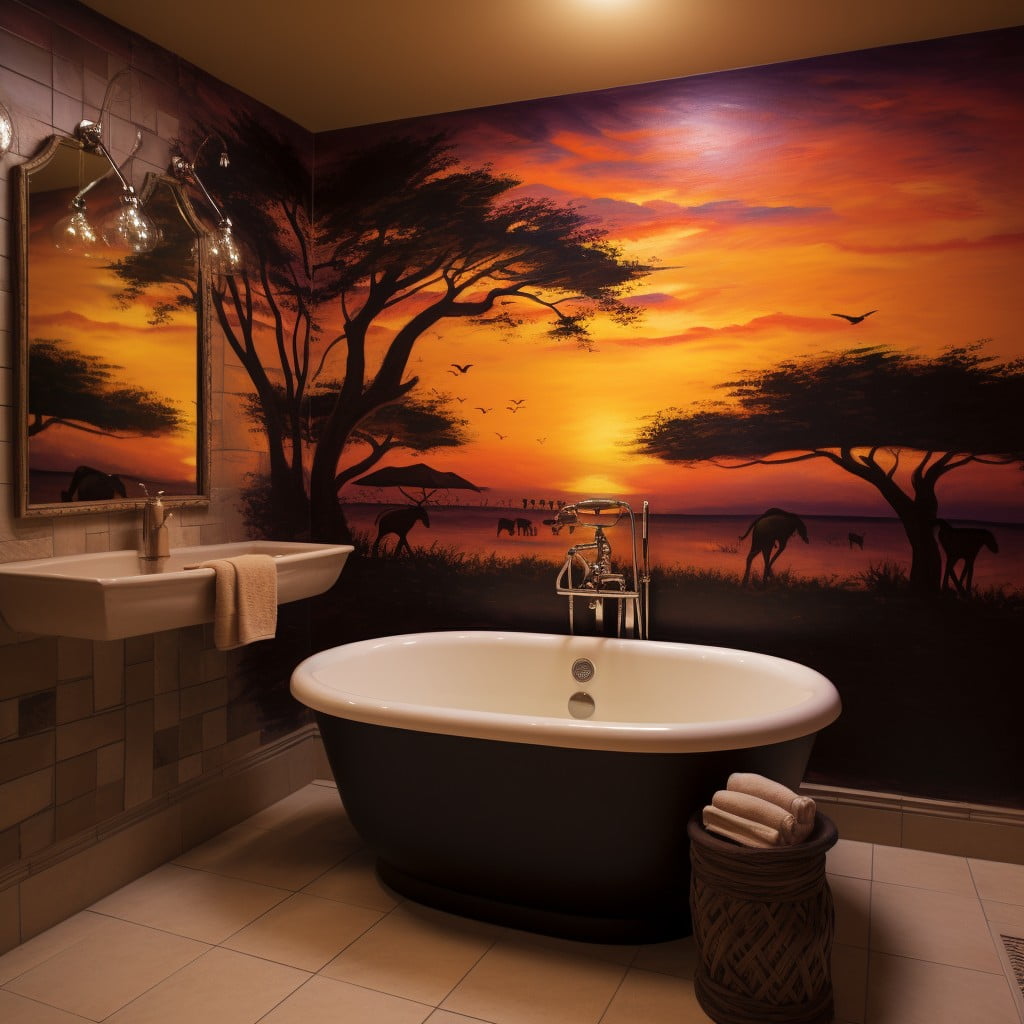 Bathroom Mural Savanna Sunset