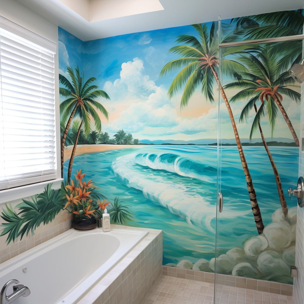 Bathroom Mural Tropical Beach View
