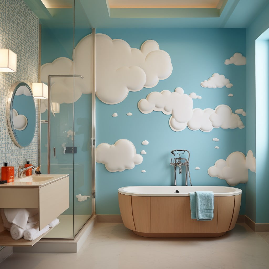 Bathroom Mural Whimsical Cloud Shapes
