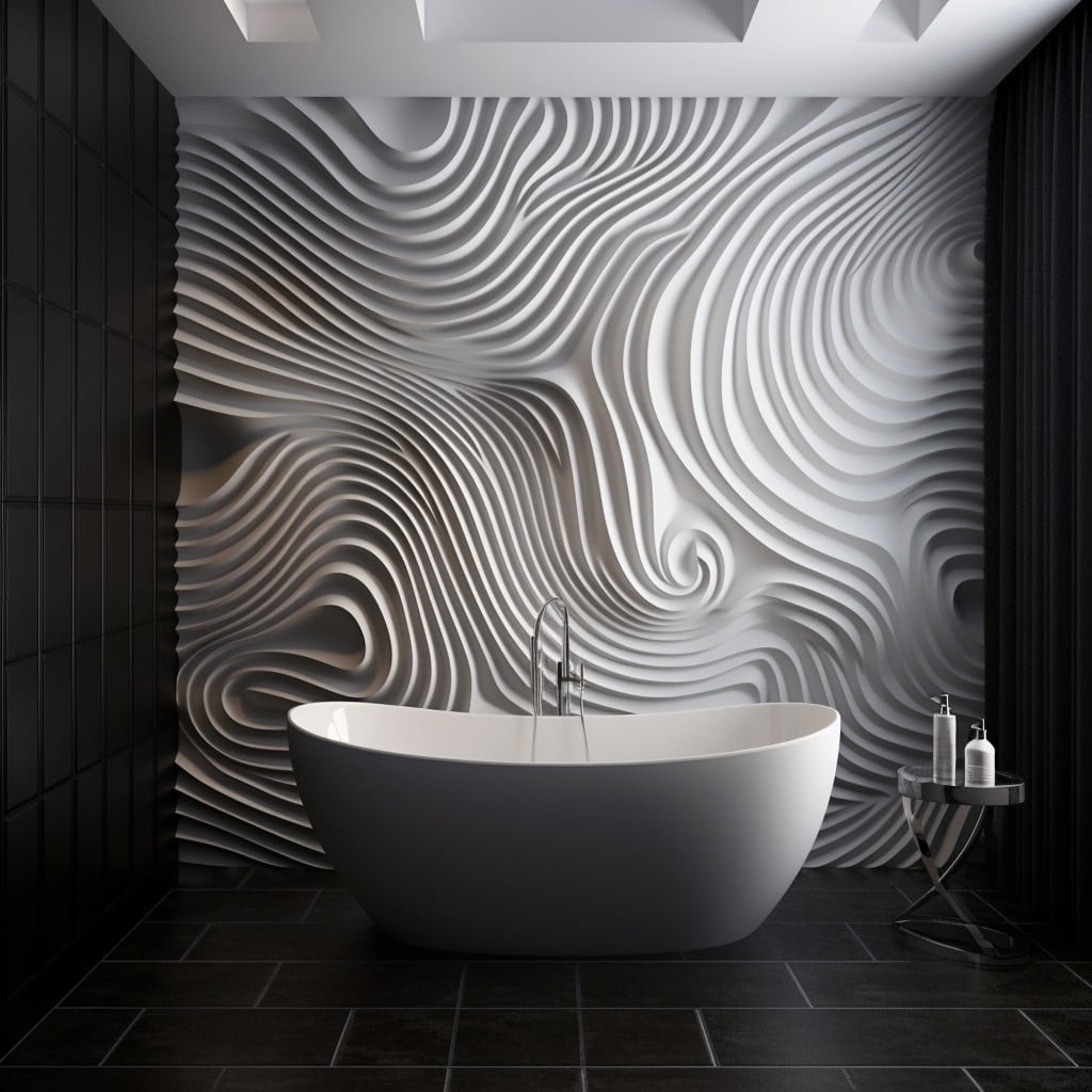 Bathroom Wallpaper With 3D Patterns