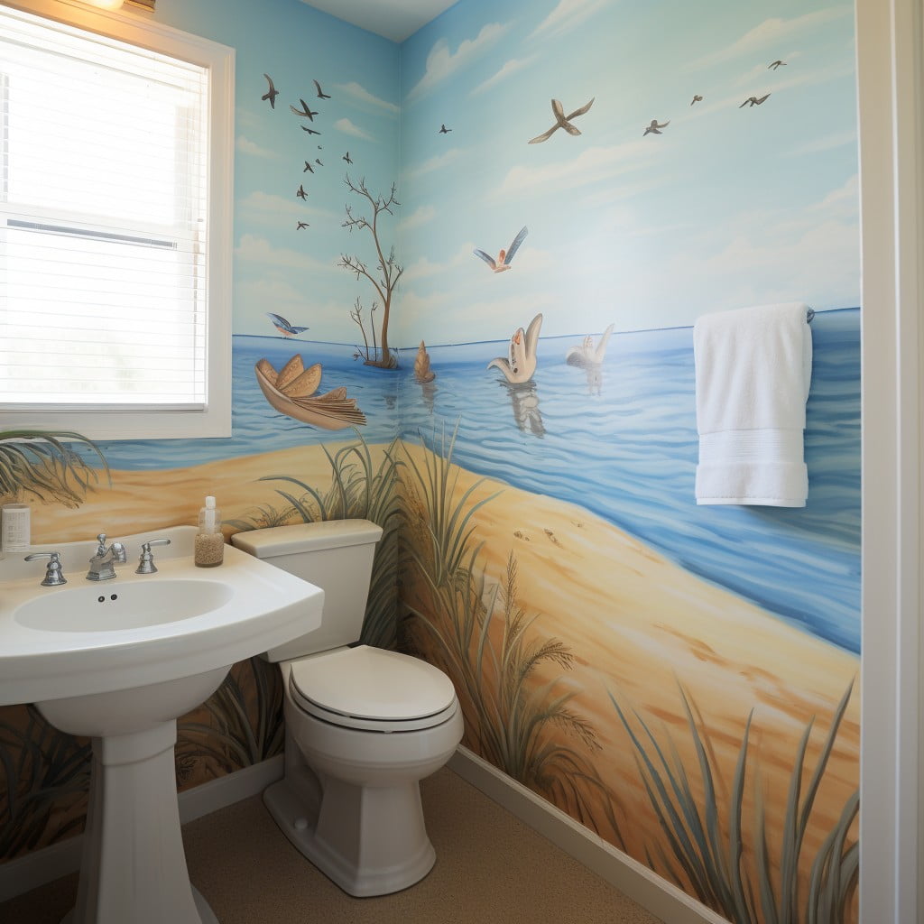 Beach-themed Bathroom Wallpaper