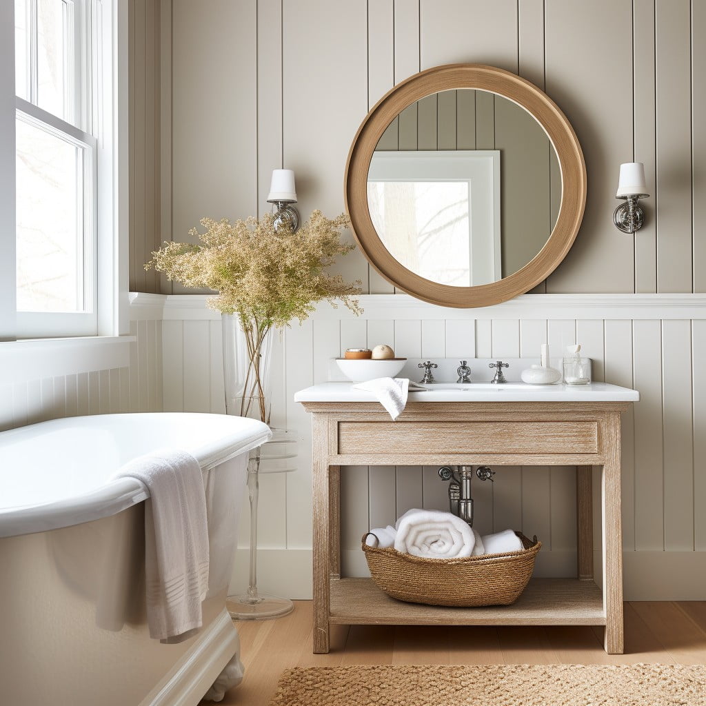 Beadboard Paneling Bathroom Accent Wall