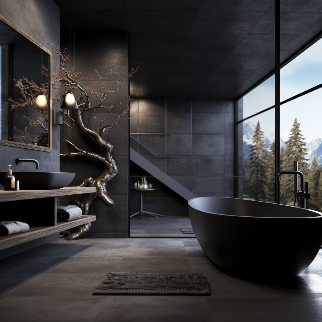 Black Bathtub Black and Grey Bathroom