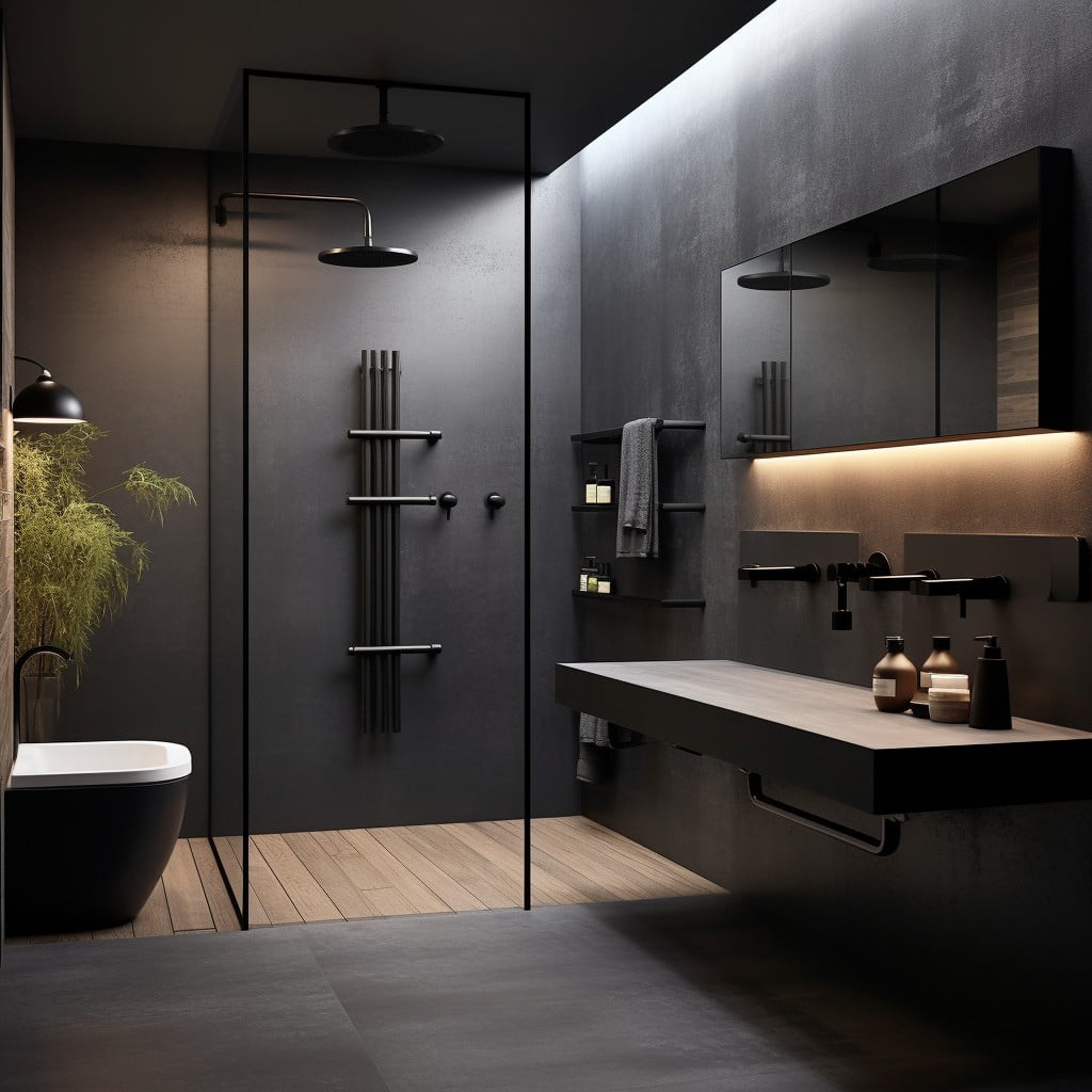 Black Matte Fixtures Moody Bathroom