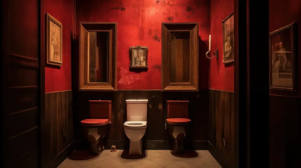 Black Toilet Seat, Red Base Bathroom
