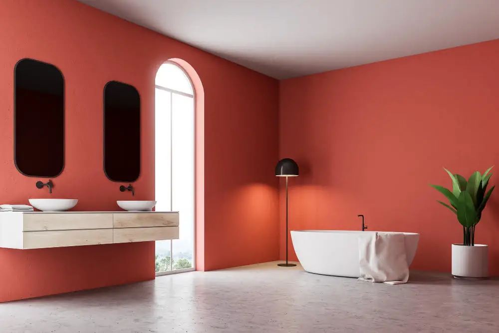Black and Red Combination Fixtures Bathroom