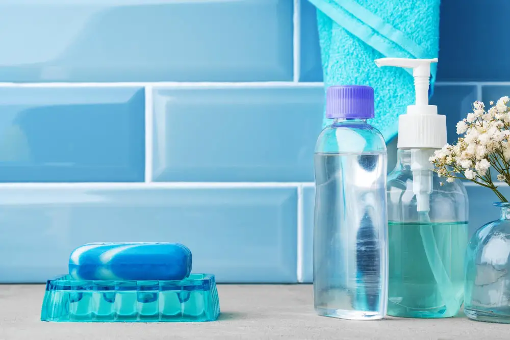 Blue Glass Accents Bathroom