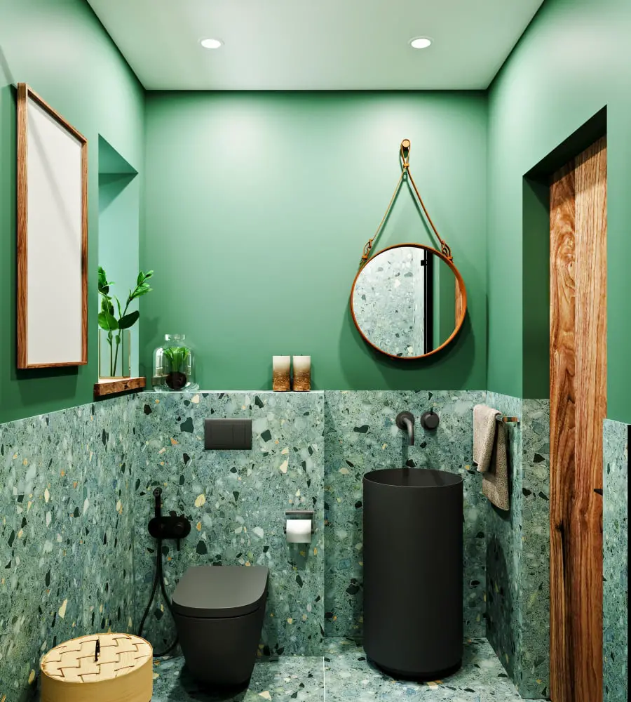 Bold Green Color Bathroom