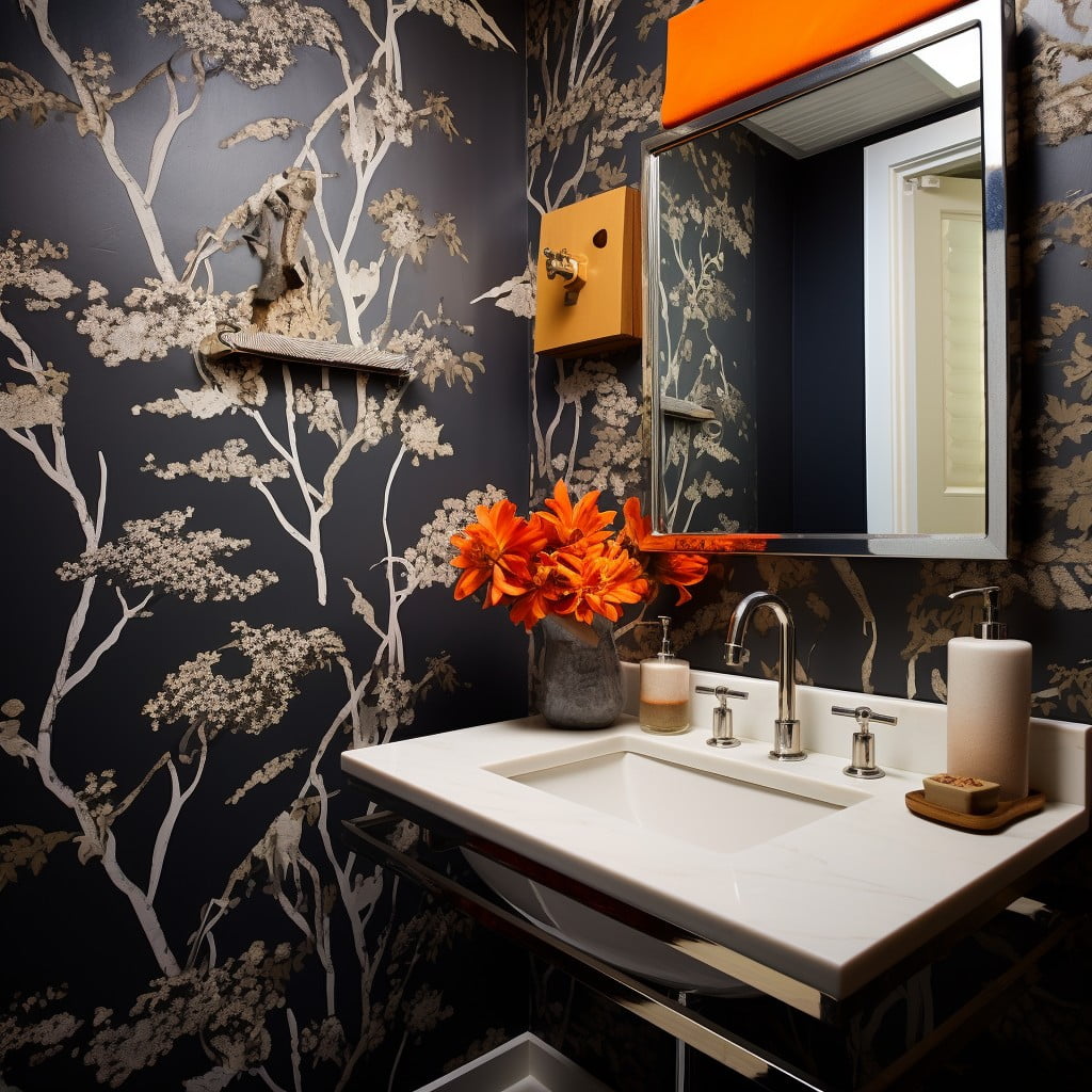 Bold Wallpaper Modern Guest Bathroom