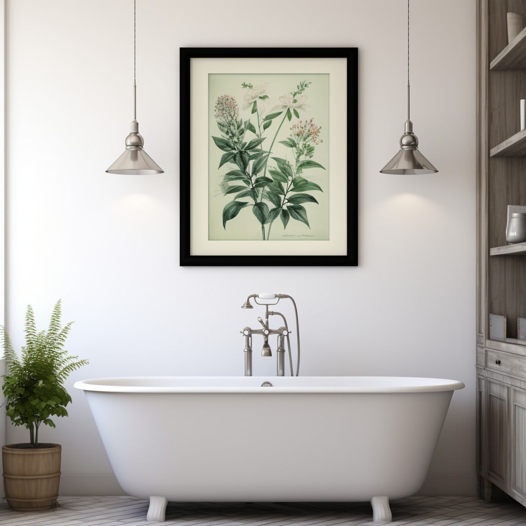 Botanical Illustrations Artwork for Bathroom