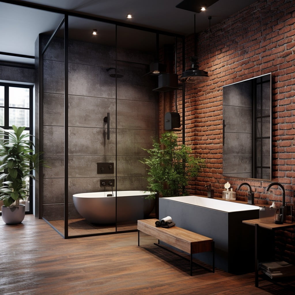 Brick Wall Accents Masculine Bathroom