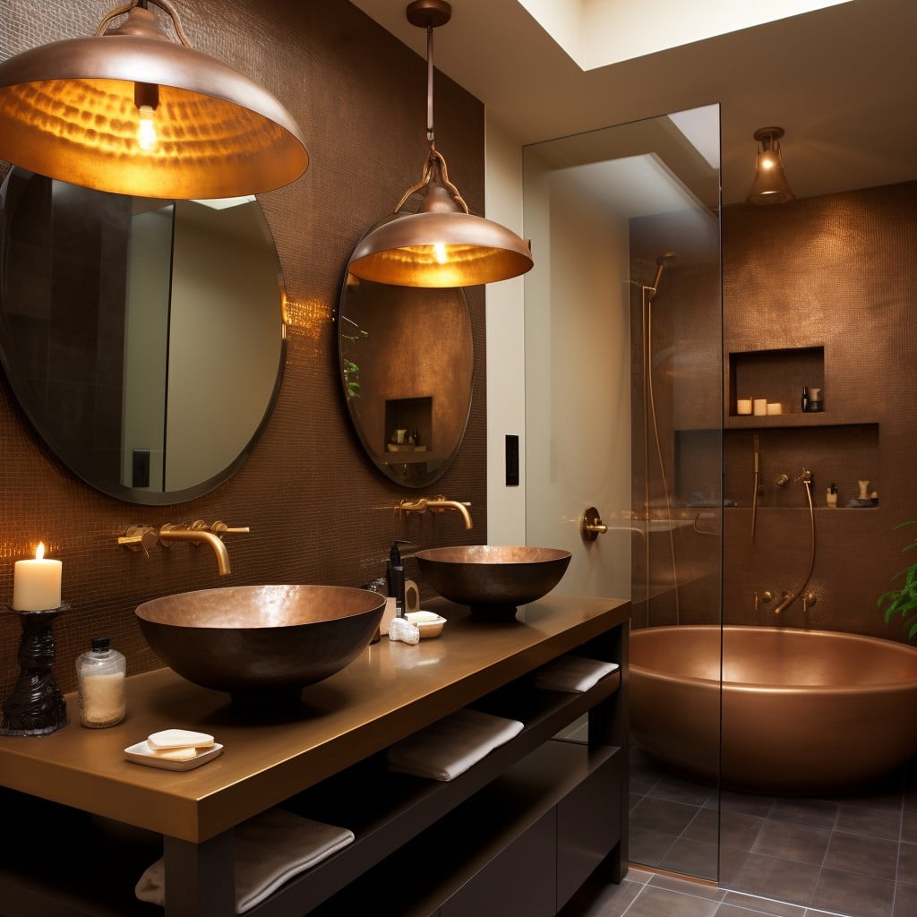 Bronze Fixtures Brown Bathroom
