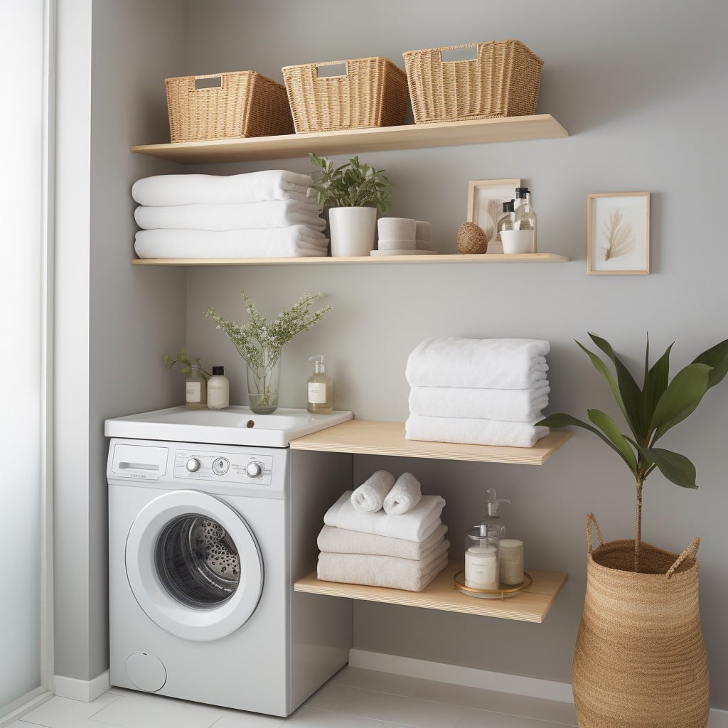 Built-in Shelves for Laundry Supplies in Bathroom