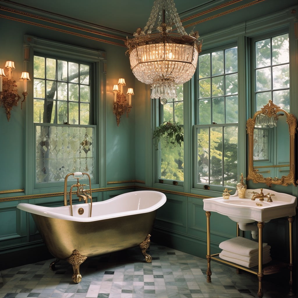 Chandelier Lighting Victorian Bathroom