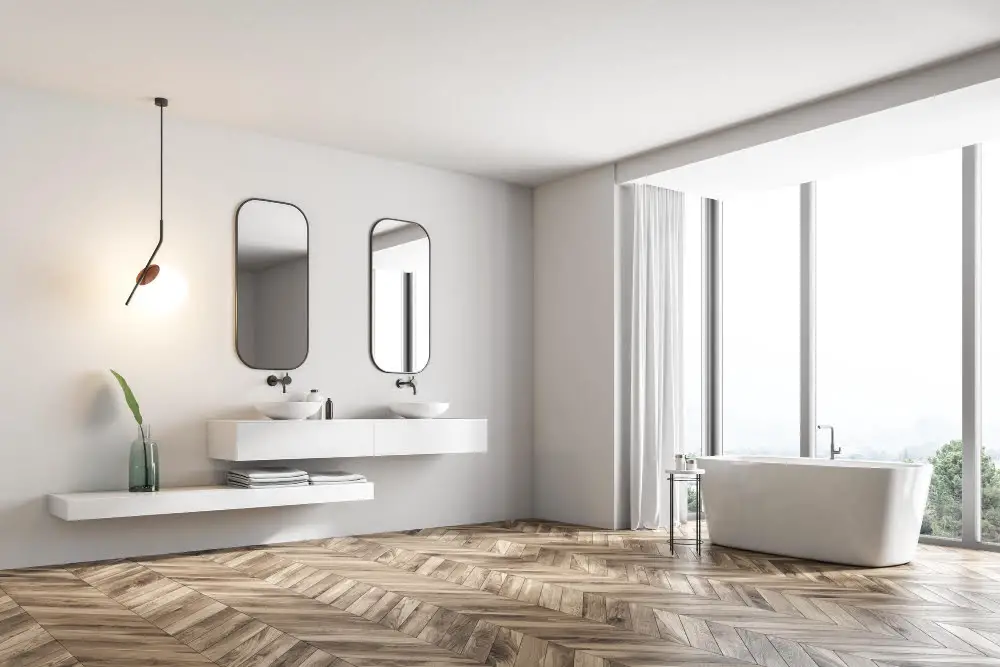 Chevron Design Bathroom Floor