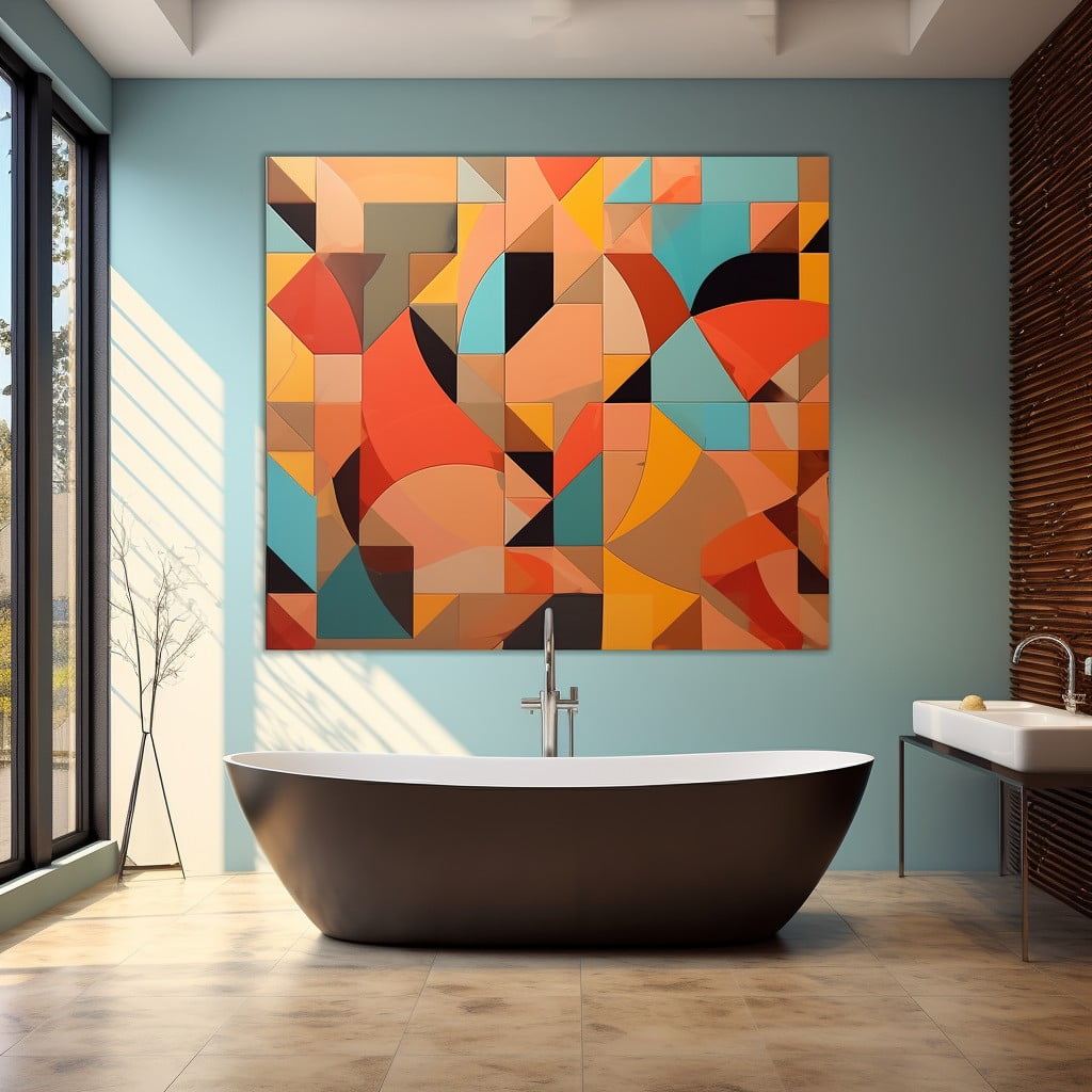 Colorful Retro Patterns Artwork for Bathroom
