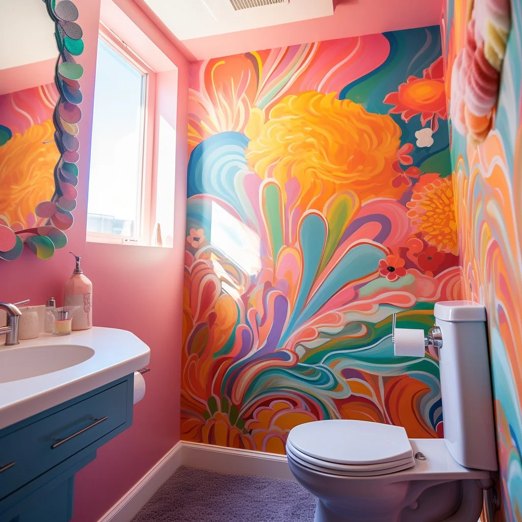 Colorful Walls Girls Bathroom