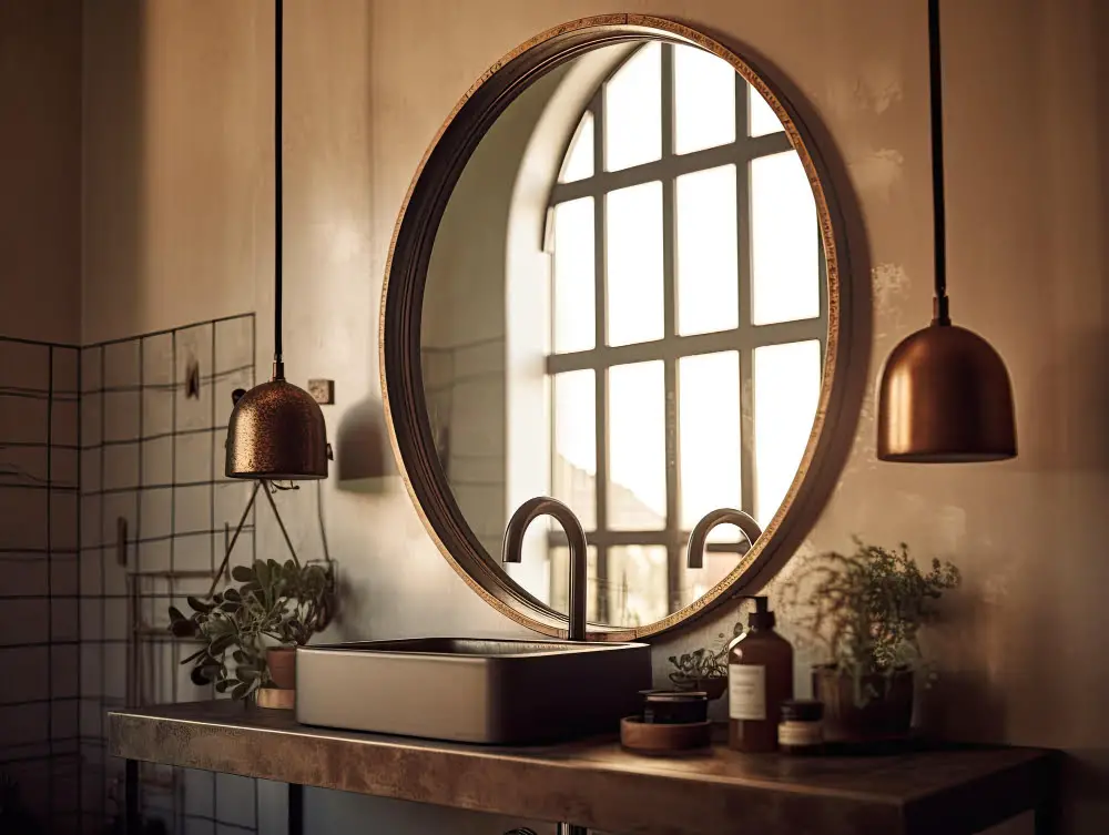 Copper Mirror Frame Bathroom