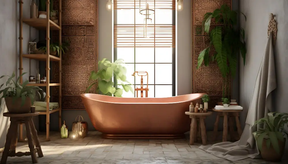 Copper Tile Accents Bathroom
