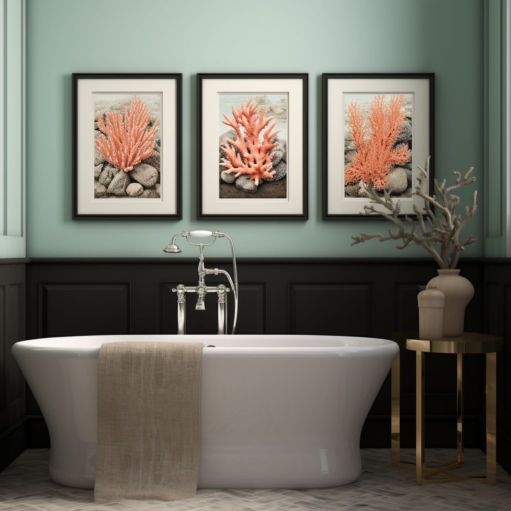 Coral and Sea Life Prints Artwork for Bathroom