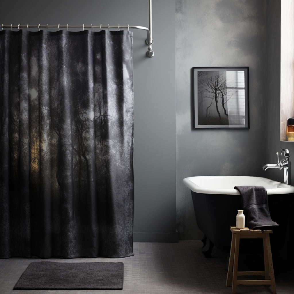 Dark Shower Curtain Black and Grey Bathroom