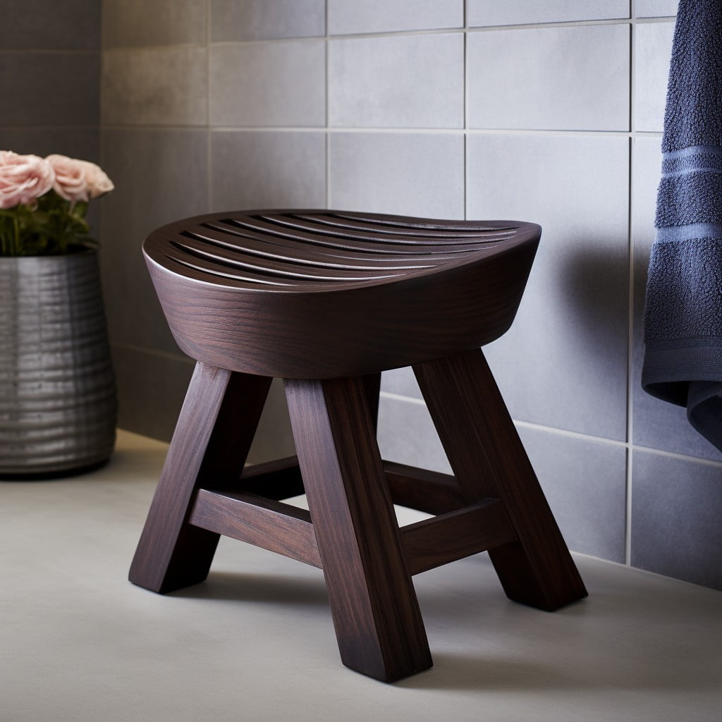 Dark Teak Stool Brown Bathroom