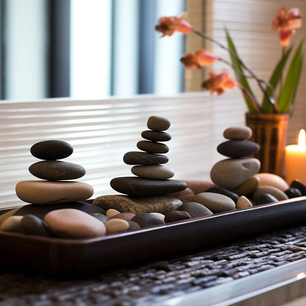 Decorative Pebble Arrangements Zen Bathroom